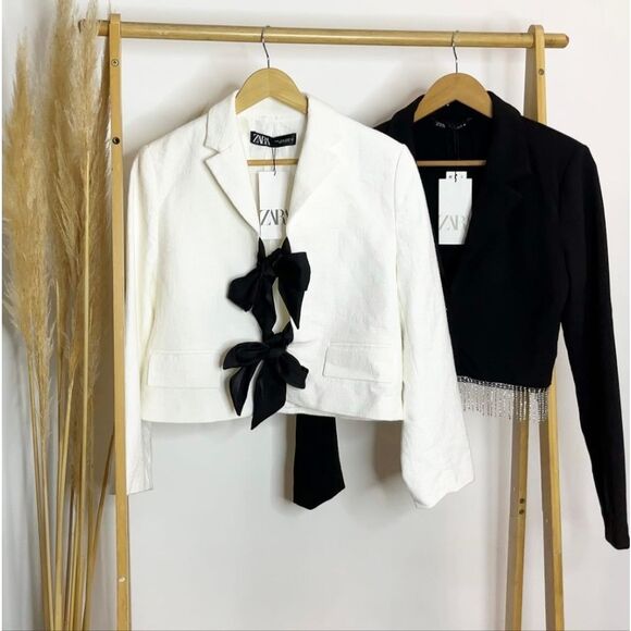 NWTβZARA CONTRAST TIE BLAZER - Picture 2 of 8